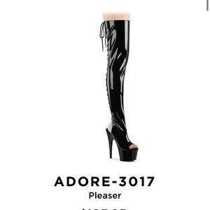 Patent Black 8 inches Thigh Highs